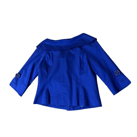 Tweeds Jacket Womens S Blue Button Front 3/4 Sleeve Lined Cotton Blend Used - Picture 4 of 14